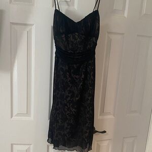 Elegant black chiffon over nude with black floral print